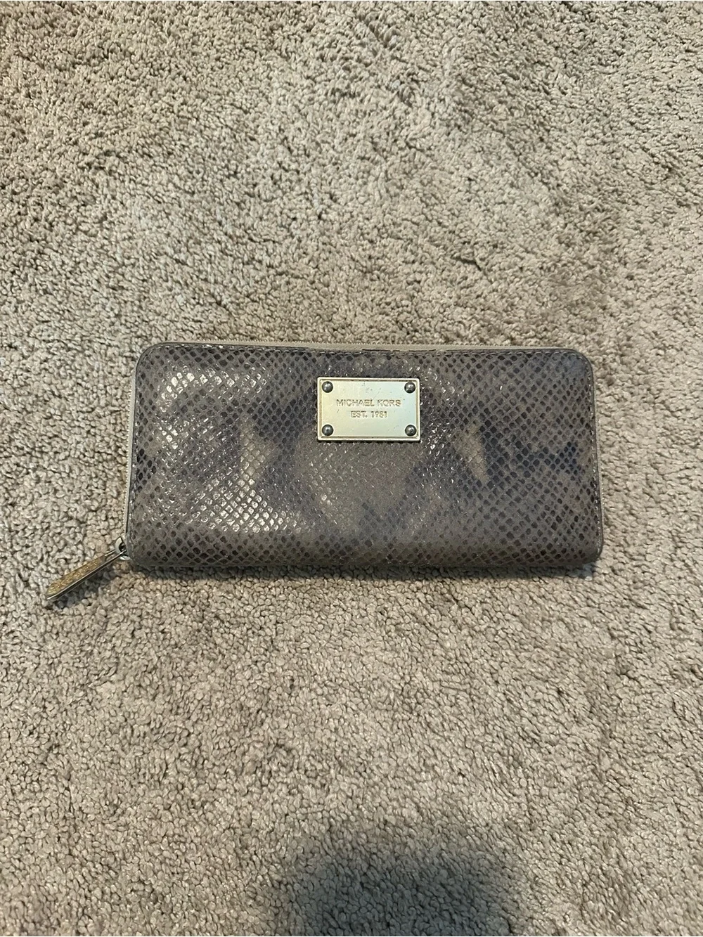 Michael Kors Snakeskin Print Zip-Around Wallet